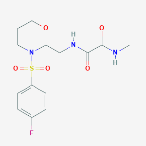 molecular formula C14H18FN3O5S B2403955 N1-((3-((4-fluorophenyl)sulfonyl)-1,3-oxazinan-2-yl)methyl)-N2-methyloxalamide CAS No. 869071-78-3