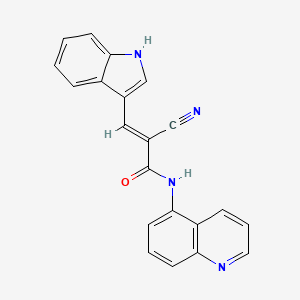 molecular formula C21H14N4O B2403985 (E)-2-cyano-3-(1H-indol-3-yl)-N-quinolin-5-ylprop-2-enamide CAS No. 454651-65-1