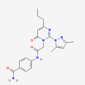 molecular formula C21H24N6O3 B2403990 4-(2-(2-(3,5-dimethyl-1H-pyrazol-1-yl)-6-oxo-4-propylpyrimidin-1(6H)-yl)acetamido)benzamide CAS No. 1002043-24-4