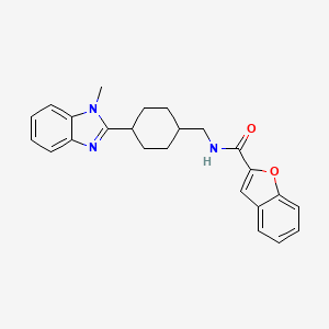 molecular formula C24H25N3O2 B2403993 N-((4-(1-methyl-1H-benzo[d]imidazol-2-yl)cyclohexyl)methyl)benzofuran-2-carboxamide CAS No. 1207008-21-6