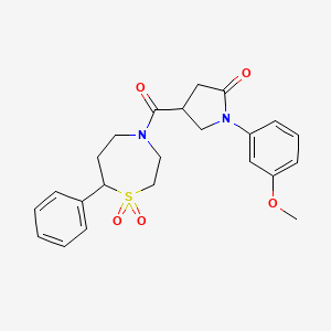 4-(1,1-Dioxido-7-phenyl-1,4-thiazepane-4-carbonyl)-1-(3-methoxyphenyl)pyrrolidin-2-one