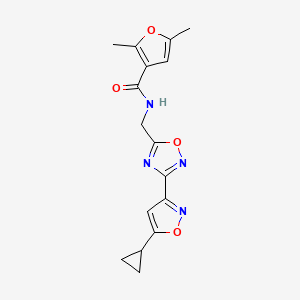 molecular formula C16H16N4O4 B2404003 N-((3-(5-cyclopropylisoxazol-3-yl)-1,2,4-oxadiazol-5-yl)methyl)-2,5-dimethylfuran-3-carboxamide CAS No. 1904410-57-6