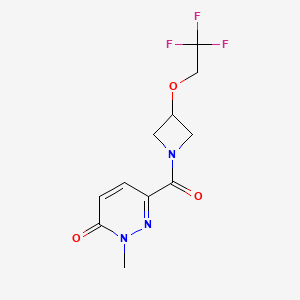 molecular formula C11H12F3N3O3 B2404004 2-methyl-6-(3-(2,2,2-trifluoroethoxy)azetidine-1-carbonyl)pyridazin-3(2H)-one CAS No. 2034595-65-6