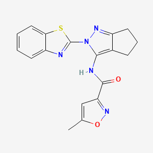 molecular formula C18H15N5O2S B2404007 N-(2-(Benzo[d]thiazol-2-yl)-2,4,5,6-tetrahydrocyclopenta[c]pyrazol-3-yl)-5-methylisoxazol-3-carboxamid CAS No. 1171996-95-4