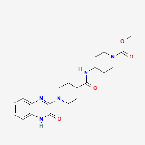 Ethyl 4-(1-(3-oxo-3,4-dihydroquinoxalin-2-yl)piperidine-4-carboxamido)piperidine-1-carboxylate