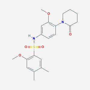 molecular formula C21H26N2O5S B2404022 2-methoxy-N-(3-methoxy-4-(2-oxopiperidin-1-yl)phenyl)-4,5-dimethylbenzenesulfonamide CAS No. 941983-07-9