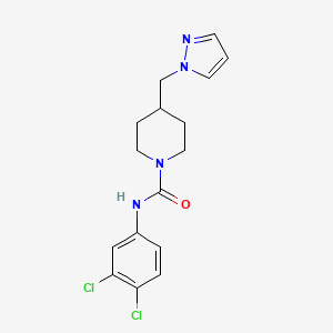 molecular formula C16H18Cl2N4O B2404030 4-((1H-pyrazol-1-yl)methyl)-N-(3,4-dichlorophenyl)piperidine-1-carboxamide CAS No. 1421444-23-6