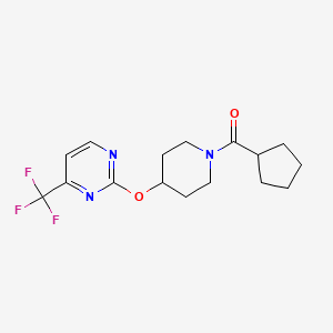 molecular formula C16H20F3N3O2 B2404033 Cyclopentyl-[4-[4-(trifluoromethyl)pyrimidin-2-yl]oxypiperidin-1-yl]methanone CAS No. 2380144-16-9