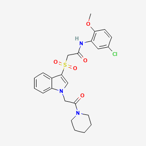 molecular formula C24H26ClN3O5S B2404034 N-(5-chloro-2-methoxyphenyl)-2-((1-(2-oxo-2-(piperidin-1-yl)ethyl)-1H-indol-3-yl)sulfonyl)acetamide CAS No. 878056-85-0