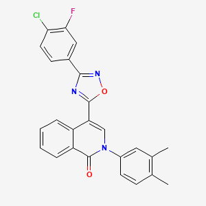 molecular formula C25H17ClFN3O2 B2404045 4-[3-(4-chloro-3-fluorophenyl)-1,2,4-oxadiazol-5-yl]-2-(3,4-dimethylphenyl)isoquinolin-1(2H)-one CAS No. 1326859-81-7