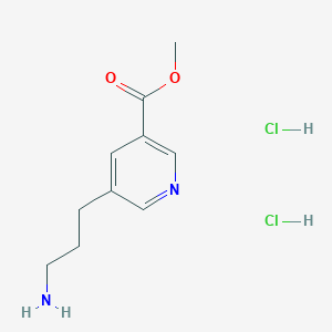 molecular formula C10H16Cl2N2O2 B2404049 Methyl 5-(3-aminopropyl)pyridine-3-carboxylate;dihydrochloride CAS No. 2470436-59-8