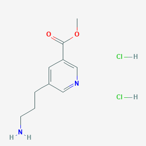 molecular formula C10H16Cl2N2O2 B2404049 5-(3-アミノプロピル)ピリジン-3-カルボン酸メチルエステル二塩酸塩 CAS No. 2470436-59-8