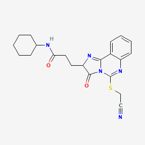 molecular formula C21H23N5O2S B2404054 3-[5-(cyanomethylsulfanyl)-3-oxo-2H-imidazo[1,2-c]quinazolin-2-yl]-N-cyclohexylpropanamide CAS No. 1034129-39-9
