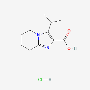 molecular formula C11H17ClN2O2 B2404060 3-Isopropyl-5,6,7,8-tetrahydroimidazo[1,2-a]pyridine-2-carboxylic acid hydrochloride CAS No. 2174001-41-1
