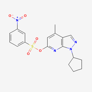 1-cyclopentyl-4-methyl-1H-pyrazolo[3,4-b]pyridin-6-yl 3-nitrobenzene-1-sulfonate