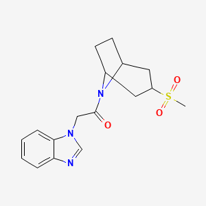 molecular formula C17H21N3O3S B2404067 2-(1H-苯并[d]咪唑-1-基)-1-((1R,5S)-3-(甲磺酰基)-8-氮杂双环[3.2.1]辛-8-基)乙酮 CAS No. 1705784-78-6