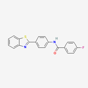 molecular formula C20H13FN2OS B2404077 N-[4-(1,3-benzothiazol-2-yl)phenyl]-4-fluorobenzamide CAS No. 313548-44-6