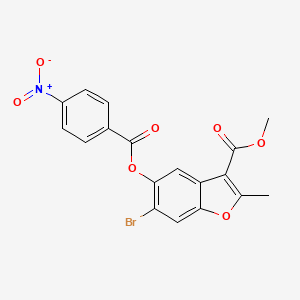 molecular formula C18H12BrNO7 B2404089 4-硝基苯甲酸-6-溴-3-(甲氧羰基)-2-甲基苯并[b]呋喃-5-酯 CAS No. 308295-38-7