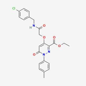molecular formula C23H22ClN3O5 B2404110 Ethyl 4-(2-((4-chlorobenzyl)amino)-2-oxoethoxy)-6-oxo-1-(p-tolyl)-1,6-dihydropyridazine-3-carboxylate CAS No. 899733-72-3