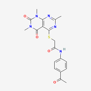 molecular formula C19H19N5O4S B2404116 N-(4-acetylphenyl)-2-((2,6,8-trimethyl-5,7-dioxo-5,6,7,8-tetrahydropyrimido[4,5-d]pyrimidin-4-yl)thio)acetamide CAS No. 852168-35-5