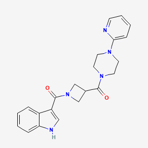 molecular formula C22H23N5O2 B2404133 (1-(1H-Indol-3-carbonyl)azetidin-3-yl)(4-(pyridin-2-yl)piperazin-1-yl)methanon CAS No. 1396686-96-6