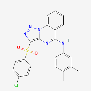 molecular formula C23H18ClN5O2S B2404134 3-[(4-Chlorphenyl)sulfonyl]-N-(3,4-Dimethylphenyl)[1,2,3]triazolo[1,5-a]quinazolin-5-amin CAS No. 866811-55-4