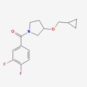 molecular formula C15H17F2NO2 B2404139 (3-(Cyclopropylmethoxy)pyrrolidin-1-yl)(3,4-difluorophenyl)methanone CAS No. 2034519-90-7
