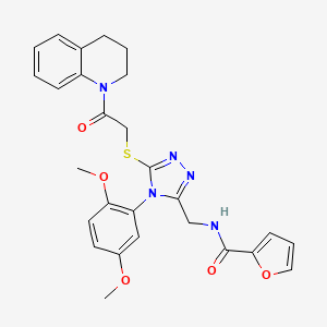 molecular formula C27H27N5O5S B2404140 N-((5-((2-(3,4-dihydroquinolin-1(2H)-yl)-2-oxoethyl)thio)-4-(2,5-dimethoxyphenyl)-4H-1,2,4-triazol-3-yl)methyl)furan-2-carboxamide CAS No. 309969-72-0
