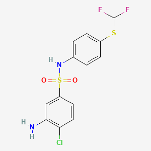 molecular formula C13H11ClF2N2O2S2 B2404141 3-amino-4-chloro-N-{4-[(difluoromethyl)sulfanyl]phenyl}benzene-1-sulfonamide CAS No. 325732-19-2