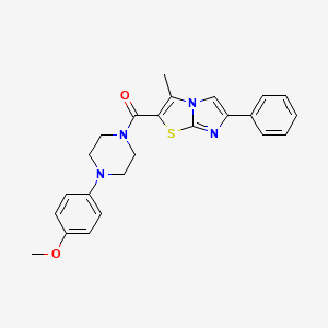 molecular formula C24H24N4O2S B2404151 (4-(4-Methoxyphenyl)piperazin-1-yl)(3-methyl-6-phenylimidazo[2,1-b]thiazol-2-yl)methanone CAS No. 852132-75-3