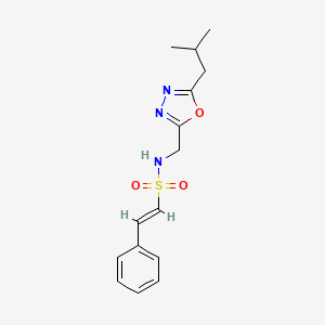 molecular formula C15H19N3O3S B2404153 (E)-N-[[5-(2-Methylpropyl)-1,3,4-oxadiazol-2-yl]methyl]-2-phenylethenesulfonamide CAS No. 1808496-26-5