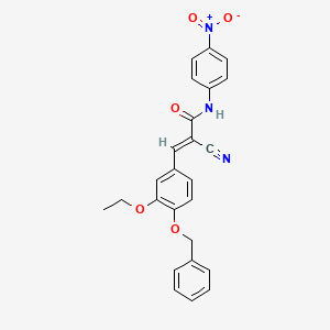 molecular formula C25H21N3O5 B2404164 (E)-2-cyano-3-(3-ethoxy-4-phenylmethoxyphenyl)-N-(4-nitrophenyl)prop-2-enamide CAS No. 455325-58-3
