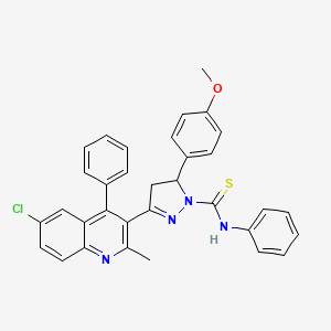 3-(6-chloro-2-methyl-4-phenylquinolin-3-yl)-5-(4-methoxyphenyl)-N-phenyl-4,5-dihydro-1H-pyrazole-1-carbothioamide