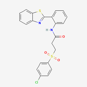 molecular formula C22H17ClN2O3S2 B2404168 N-(2-(benzo[d]thiazol-2-yl)phenyl)-3-((4-chlorophenyl)sulfonyl)propanamide CAS No. 895461-12-8