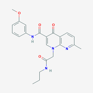 molecular formula C22H24N4O4 B2404170 N-(3-methoxyphenyl)-7-methyl-4-oxo-1-(2-oxo-2-(propylamino)ethyl)-1,4-dihydro-1,8-naphthyridine-3-carboxamide CAS No. 1251544-23-6
