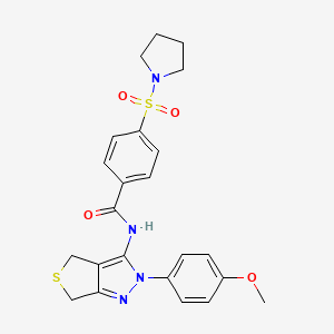 molecular formula C23H24N4O4S2 B2404175 N-(2-(4-methoxyphenyl)-4,6-dihydro-2H-thieno[3,4-c]pyrazol-3-yl)-4-(pyrrolidin-1-ylsulfonyl)benzamide CAS No. 392254-87-4