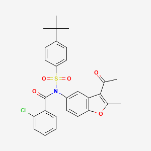 N-(3-acetyl-2-methylbenzofuran-5-yl)-N-((4-(tert-butyl)phenyl)sulfonyl)-2-chlorobenzamide