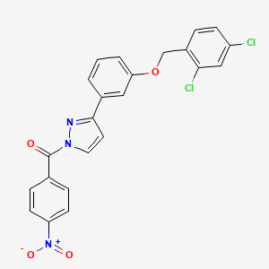 molecular formula C23H15Cl2N3O4 B2404186 [3-[3-[(2,4-Dichlorophenyl)methoxy]phenyl]pyrazol-1-yl]-(4-nitrophenyl)methanone CAS No. 477712-57-5