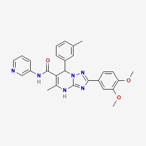 molecular formula C27H26N6O3 B2404195 2-(3,4-dimethoxyphenyl)-5-methyl-N-(pyridin-3-yl)-7-(m-tolyl)-4,7-dihydro-[1,2,4]triazolo[1,5-a]pyrimidine-6-carboxamide CAS No. 539798-90-8