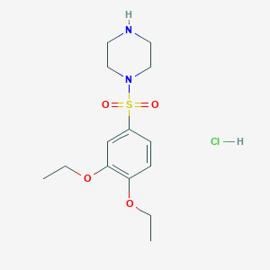 molecular formula C14H23ClN2O4S B2404204 1-(3,4-Diethoxybenzenesulfonyl)piperazine hydrochloride CAS No. 1052545-83-1