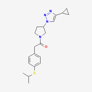 molecular formula C20H26N4OS B2404211 1-(3-(4-cyclopropyl-1H-1,2,3-triazol-1-yl)pyrrolidin-1-yl)-2-(4-(isopropylthio)phenyl)ethanone CAS No. 2034457-62-8