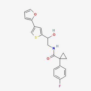 molecular formula C20H18FNO3S B2404225 1-(4-Fluorophenyl)-N-[2-[4-(furan-2-yl)thiophen-2-yl]-2-hydroxyethyl]cyclopropane-1-carboxamide CAS No. 2380044-35-7