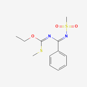 molecular formula C12H16N2O3S2 B2404230 ethyl 1-methylsulfanyl-N-[(Z)-N-methylsulfonyl-C-phenylcarbonimidoyl]methanimidate CAS No. 57169-67-2