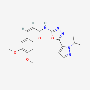 molecular formula C19H21N5O4 B2404241 (Z)-3-(3,4-dimethoxyphenyl)-N-(5-(1-isopropyl-1H-pyrazol-5-yl)-1,3,4-oxadiazol-2-yl)acrylamide CAS No. 1173316-66-9
