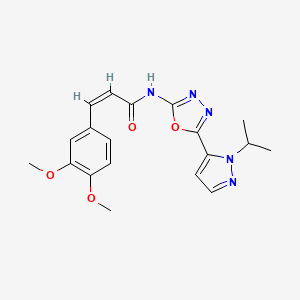 molecular formula C19H21N5O4 B2404241 (Z)-3-(3,4-二甲氧基苯基)-N-(5-(1-异丙基-1H-吡唑-5-基)-1,3,4-恶二唑-2-基)丙烯酰胺 CAS No. 1173316-66-9