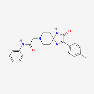 molecular formula C22H24N4O2 B2404247 2-(3-oxo-2-(p-tolyl)-1,4,8-triazaspiro[4.5]dec-1-en-8-yl)-N-phenylacetamide CAS No. 932475-95-1