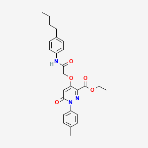 molecular formula C26H29N3O5 B2404260 Ethyl 4-(2-((4-butylphenyl)amino)-2-oxoethoxy)-6-oxo-1-(p-tolyl)-1,6-dihydropyridazine-3-carboxylate CAS No. 899943-58-9