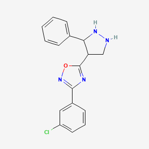 molecular formula C17H11ClN4O B2404264 3-(3-Chlorophenyl)-5-(3-phenylpyrazolidin-4-yl)-1,2,4-oxadiazole CAS No. 1170086-31-3