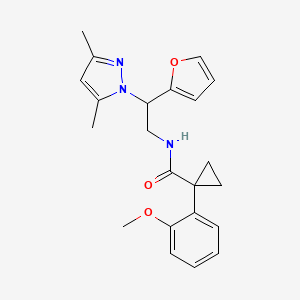 molecular formula C22H25N3O3 B2404280 N-(2-(3,5-二甲基-1H-吡唑-1-基)-2-(呋喃-2-基)乙基)-1-(2-甲氧基苯基)环丙烷甲酰胺 CAS No. 2191214-47-6