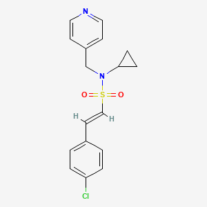 molecular formula C17H17ClN2O2S B2404288 (E)-2-(4-chlorophenyl)-N-cyclopropyl-N-(pyridin-4-ylmethyl)ethenesulfonamide CAS No. 1281687-92-0